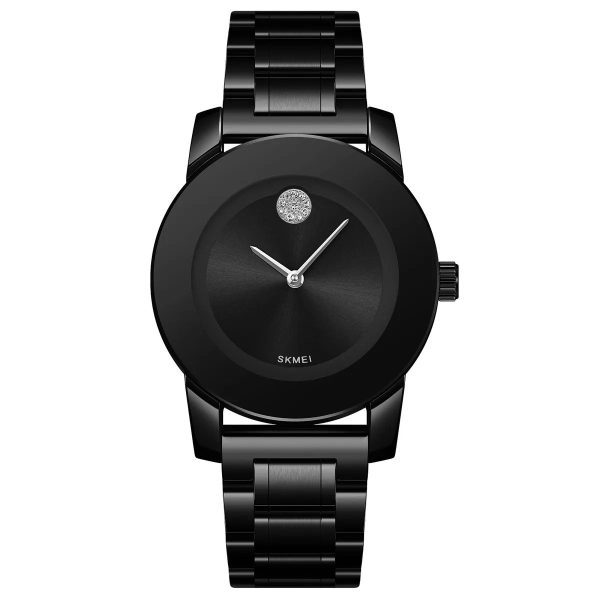Skmei Women Minimal Quartz Timepiece – Black/Black