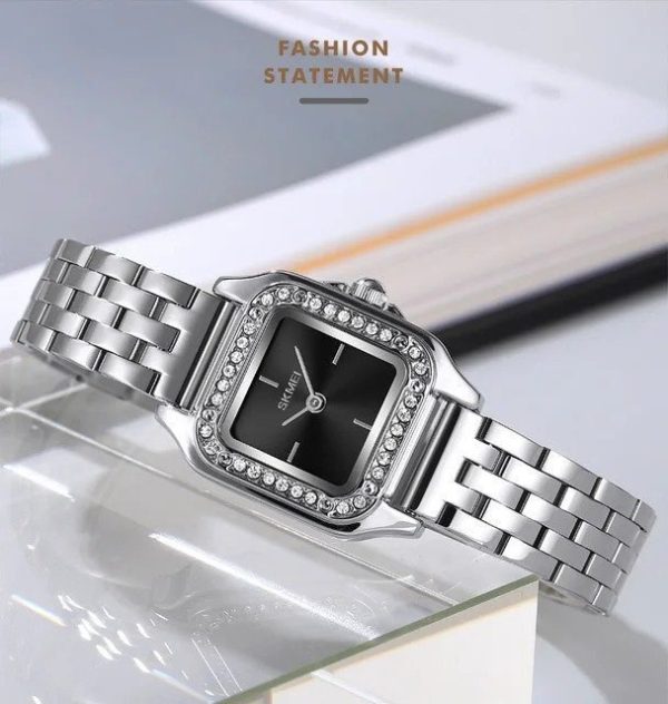 Skmei Women Stainless Steel Square Diamond