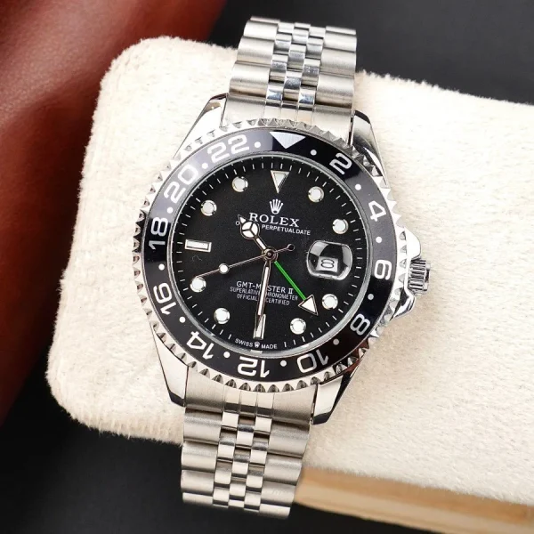 Gmt Travel Style Silver |Full Black Bezel