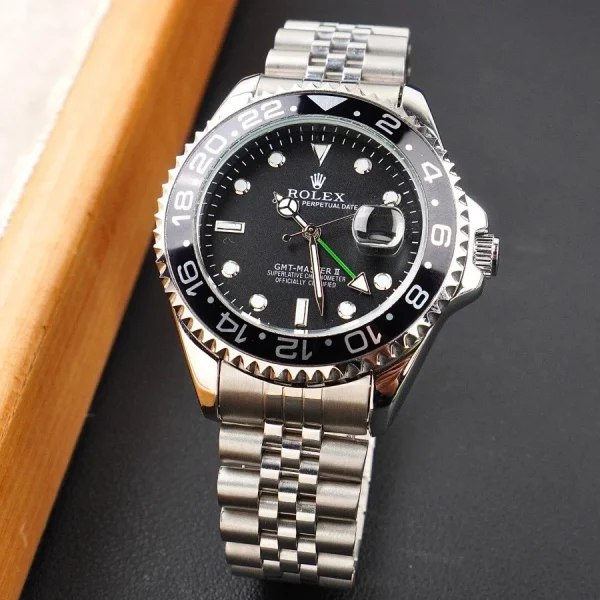 Gmt Travel Style Silver |Full Black Bezel