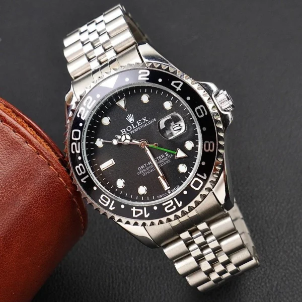 Gmt Travel Style Silver |Full Black Bezel