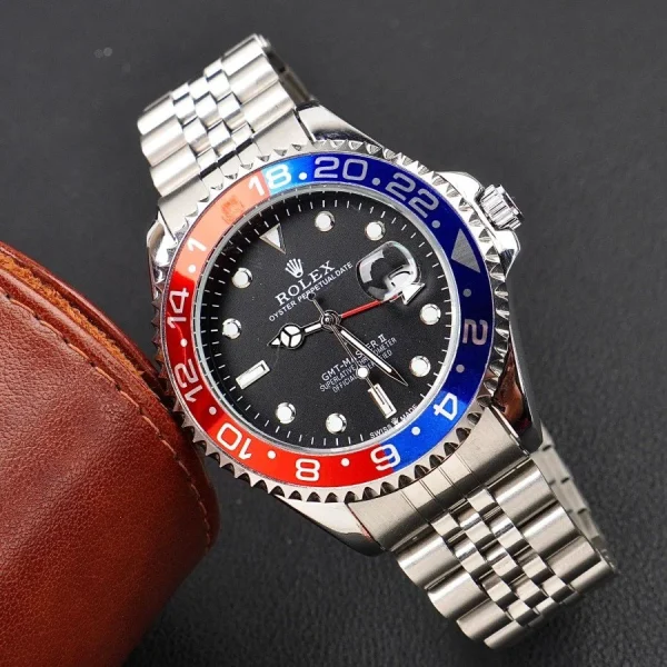 Gmt Travel Style Silver Chain | Red Blue Bezel