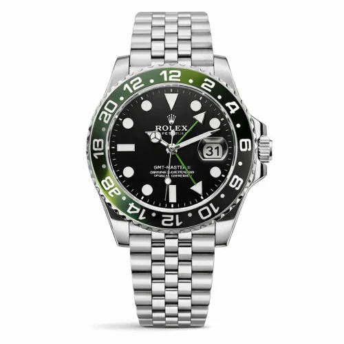 Gmt Travel Style Silver | Green Black Bezel