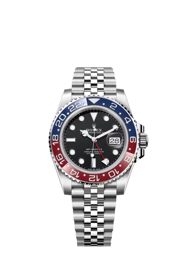 Gmt Travel Style Silver Chain | Red Blue Bezel
