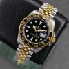 Travel Style Two Tone Black Bezel Watch Stainless Steel