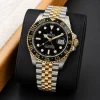 Travel Style Two Tone Black Bezel Watch Stainless Steel
