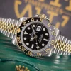 RLX GMT Luxury Watch – Gold & Silver Stainless Steel with Black Dial & Black Rotatig Bezel