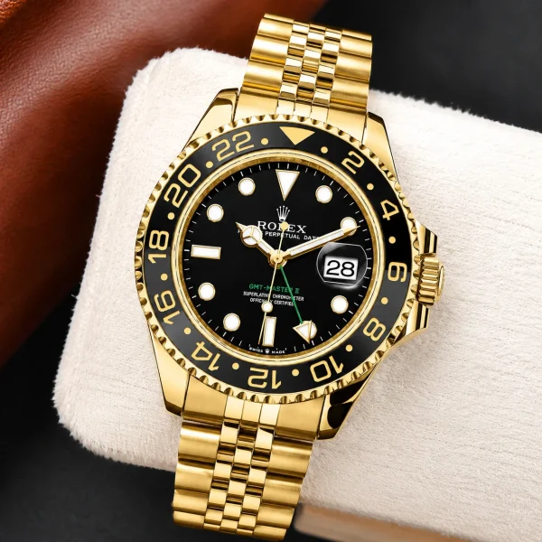 Travel Style Gold Black Bezel Watch Stainless Steel