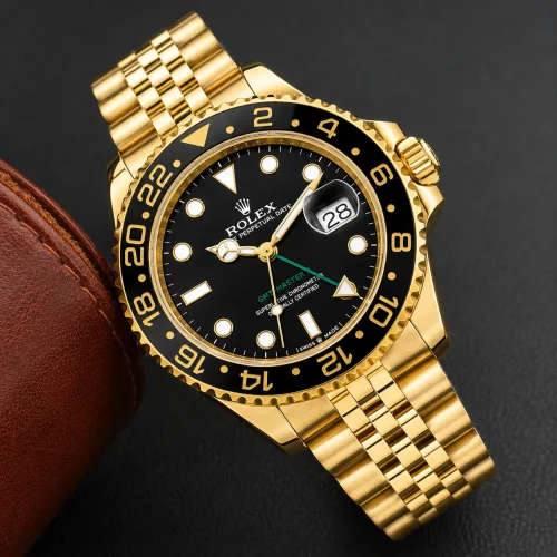 Travel Style Gold Black Bezel Watch Stainless Steel