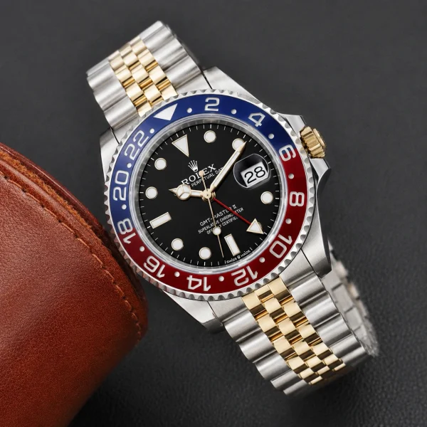 Travel Style Two Tone Red Blue Bezel Watch Stainless Steel
