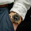 Travel Style Gold Black Bezel Watch Stainless Steel
