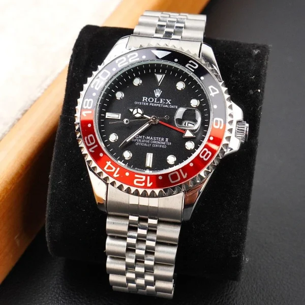 Travel Style Red Black Bezel Watch Stainless Steel
