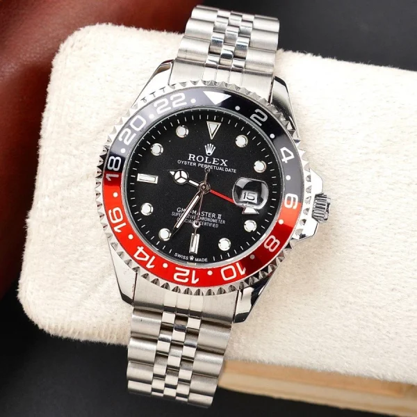 Travel Style Red Black Bezel Watch Stainless Steel