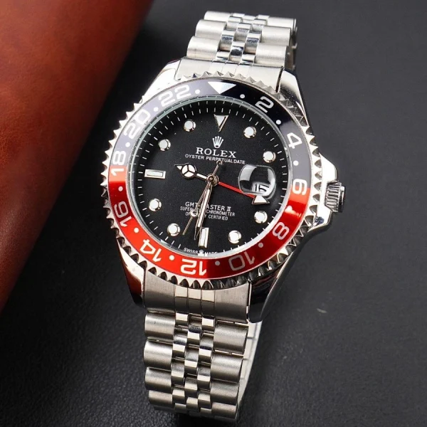 Travel Style Red Black Bezel Watch Stainless Steel